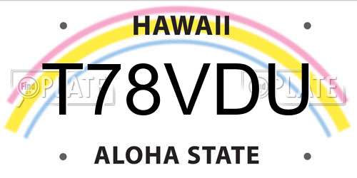 T78VDU Hawaii License Plate