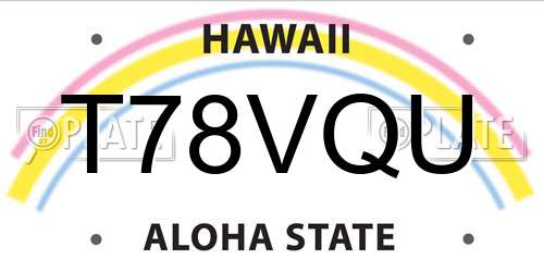 T78VQU Hawaii License Plate