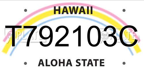 T792103C Hawaii License Plate