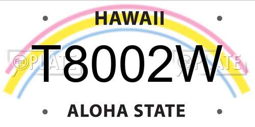 T8002W Hawaii License Plate