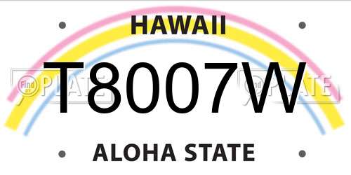 T8007W Hawaii License Plate