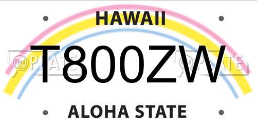 T800ZW Hawaii License Plate