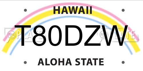 T80DZW Hawaii License Plate