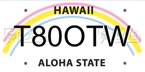 T80OTW Hawaii License Plate