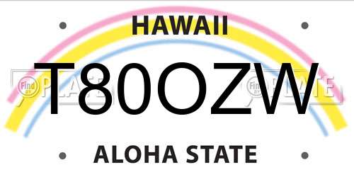 T80OZW Hawaii License Plate