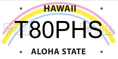 T80PHS Hawaii License Plate