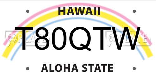 T80QTW Hawaii License Plate