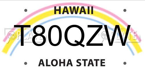 T80QZW Hawaii License Plate