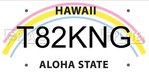 T82KNG Hawaii License Plate