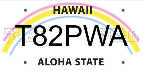 T82PWA Hawaii License Plate