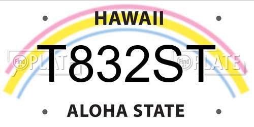 T832ST Hawaii License Plate