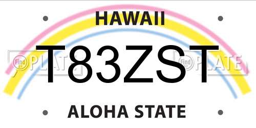T83ZST Hawaii License Plate