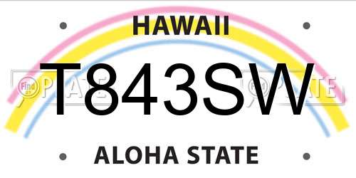 T843SW Hawaii License Plate