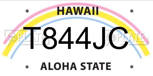 T844JC Hawaii License Plate