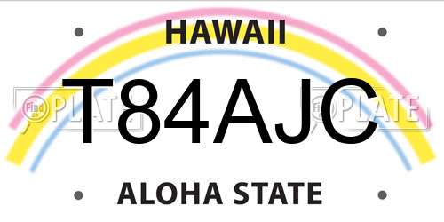 T84AJC Hawaii License Plate