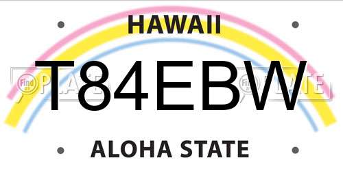 T84EBW Hawaii License Plate