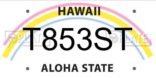 T853ST Hawaii License Plate