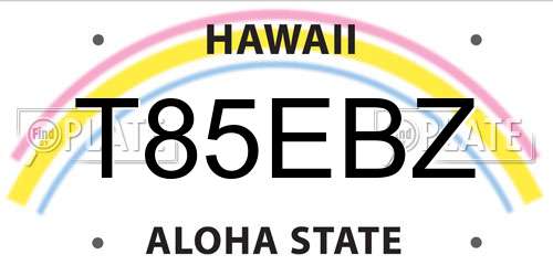 T85EBZ Hawaii License Plate