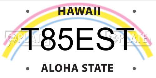 T85EST Hawaii License Plate