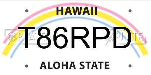 T86RPD Hawaii License Plate