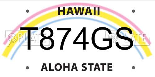 T874GS Hawaii License Plate