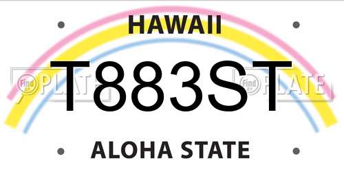 T883ST Hawaii License Plate