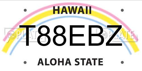 T88EBZ Hawaii License Plate