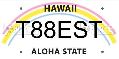 T88EST Hawaii License Plate