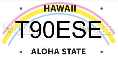 T90ESE Hawaii License Plate