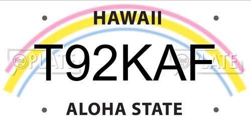 T92KAF Hawaii License Plate