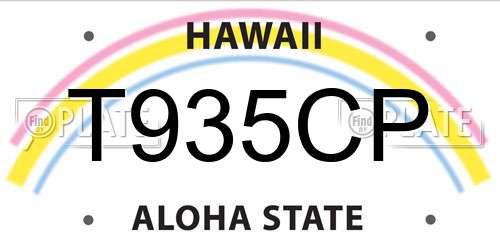 T935CP Hawaii License Plate
