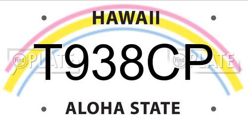 T938CP Hawaii License Plate