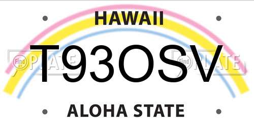 T93OSV Hawaii License Plate
