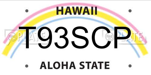 T93SCP Hawaii License Plate