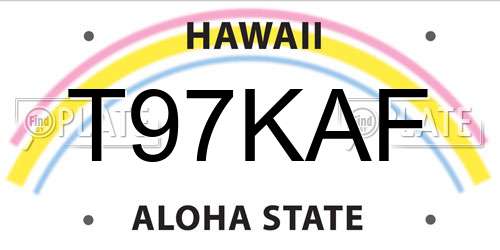T97KAF Hawaii License Plate