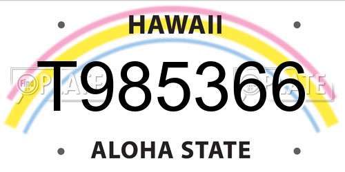 T985366 Hawaii License Plate