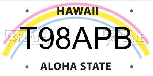 T98APB Hawaii License Plate