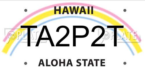 TA2P2T Hawaii License Plate