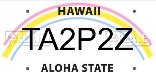 TA2P2Z Hawaii License Plate
