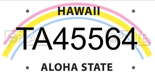 TA45564 Hawaii License Plate