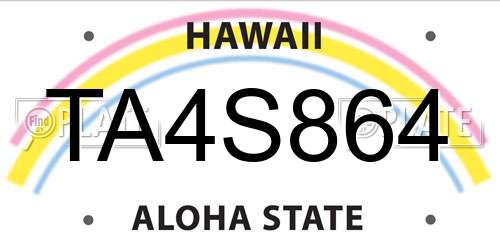 TA4S864 Hawaii License Plate