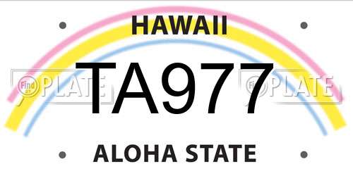 TA977 Hawaii License Plate