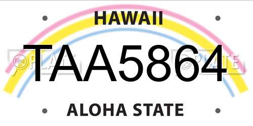 TAA5864 Hawaii License Plate