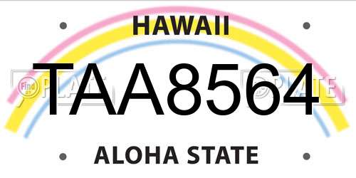 TAA8564 Hawaii License Plate