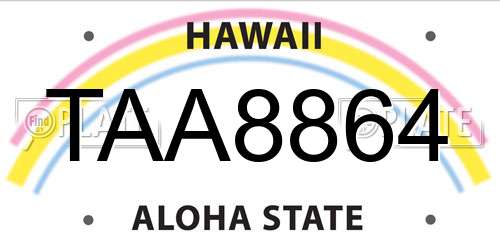 TAA8864 Hawaii License Plate