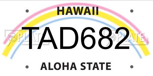 TAD682 Hawaii License Plate