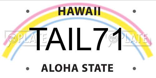 TAIL71 Hawaii License Plate