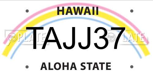 TAJJ37 Hawaii License Plate
