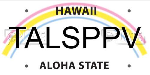 TALSPPV Hawaii License Plate