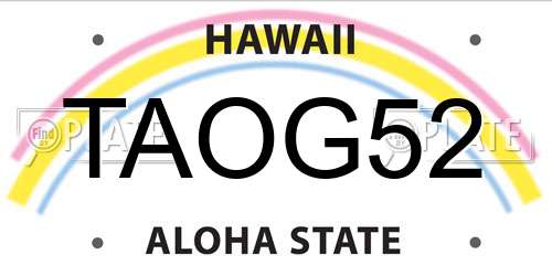 TAOG52 Hawaii License Plate